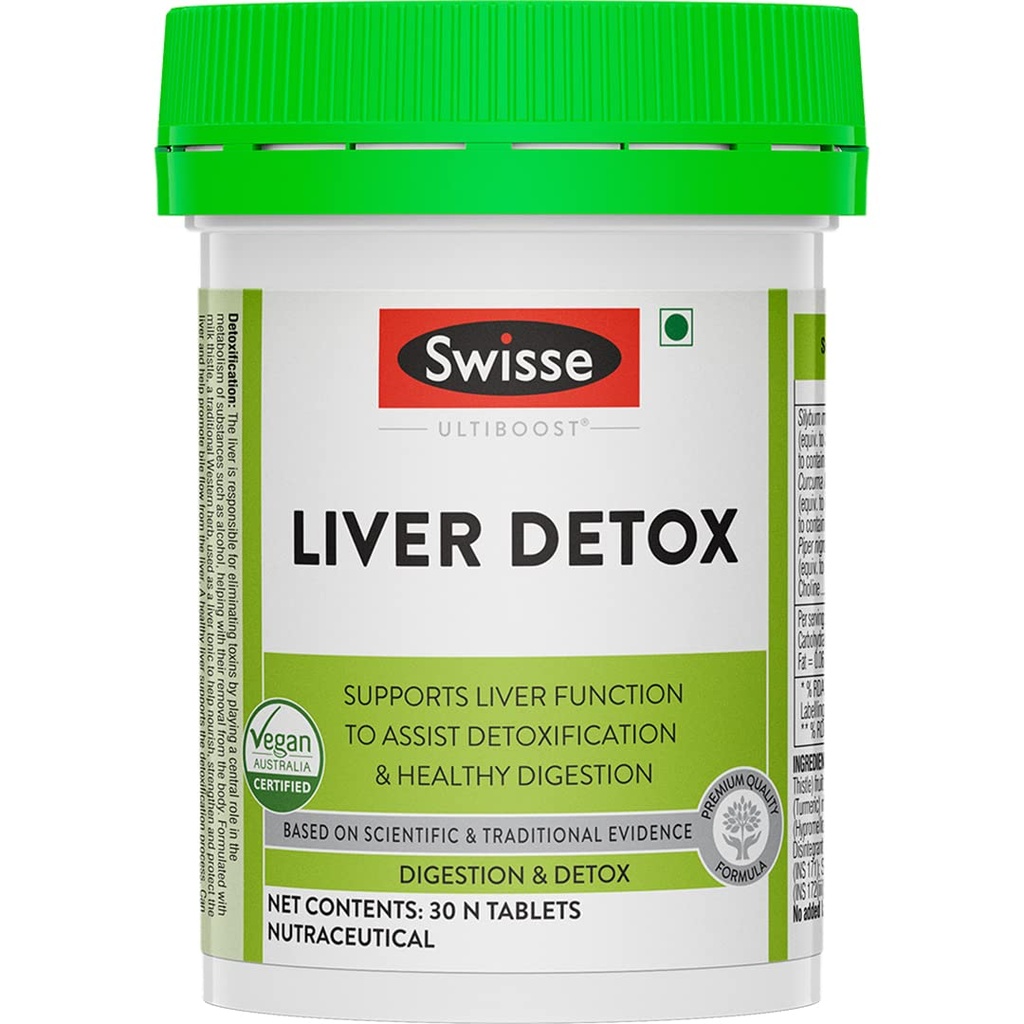 Swisse Liver Detox (Australia's No.1 Detox Supplement) with High Strength 500mg Milk Thistle, Turmeric & Choline for Protection Against Fatty Liver and Detox - 30 Tablets