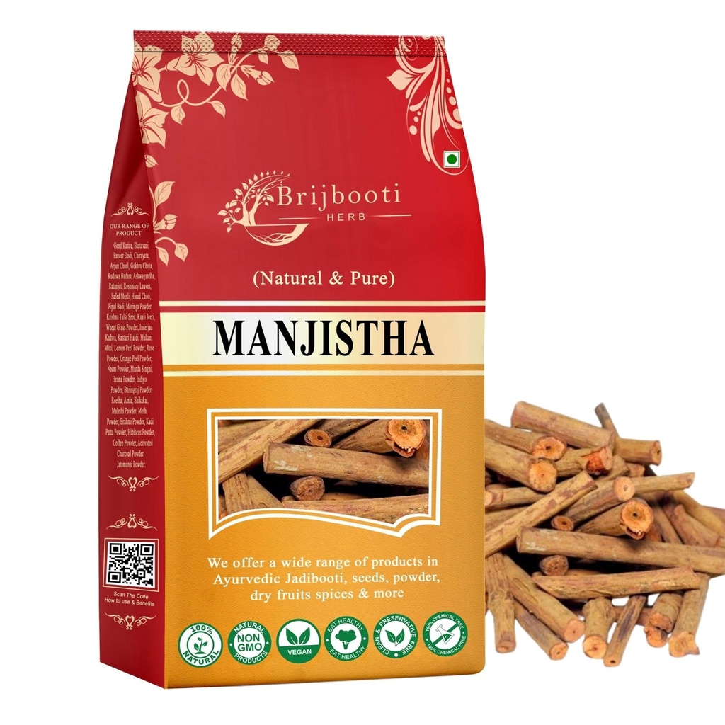 Brijbooti Organic Manjistha (100 gm) | Rubia Cordifolia | Manjishtha Root | Manjishta | Manjishta | Manjista