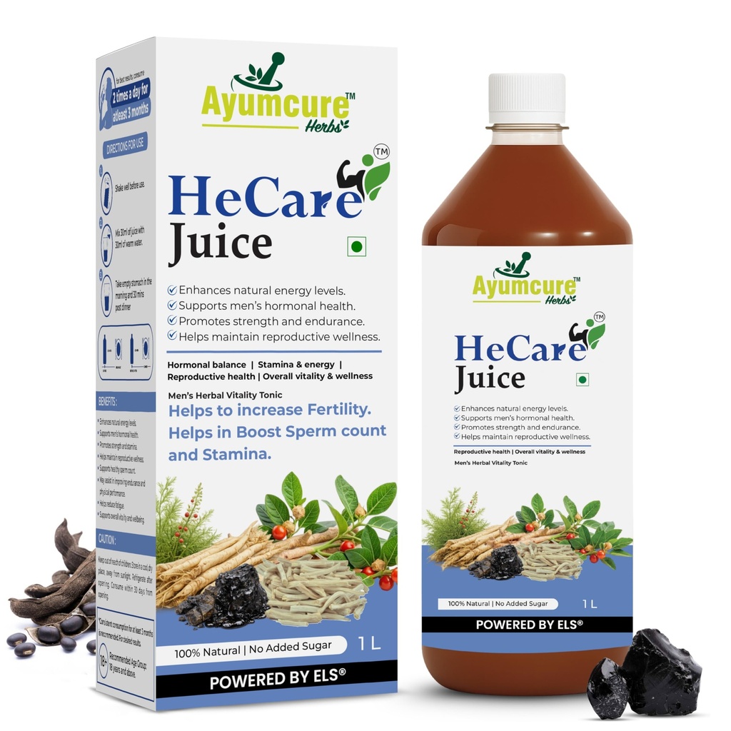 Ayumcure HeCare Juice 1L | Ayurvedic Herbal Wellness Juice for Men | Supports Energy & Vitality | With Ashwagandha, Shilajit, Safed Musli & Gokshura | Natural Herbal Tonic | No Added Sugar