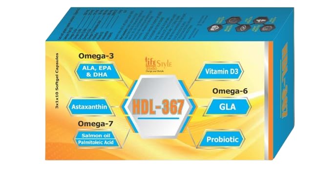 HDL-367 Capsules | Salmon Fish Oil with Probiotics, Vitamin D3 & Astaxanthin | Omega 3 Dietary Supplement | Advanced Wellness Formula for Heart, Brain, Eye, Joint & Skin Health Support