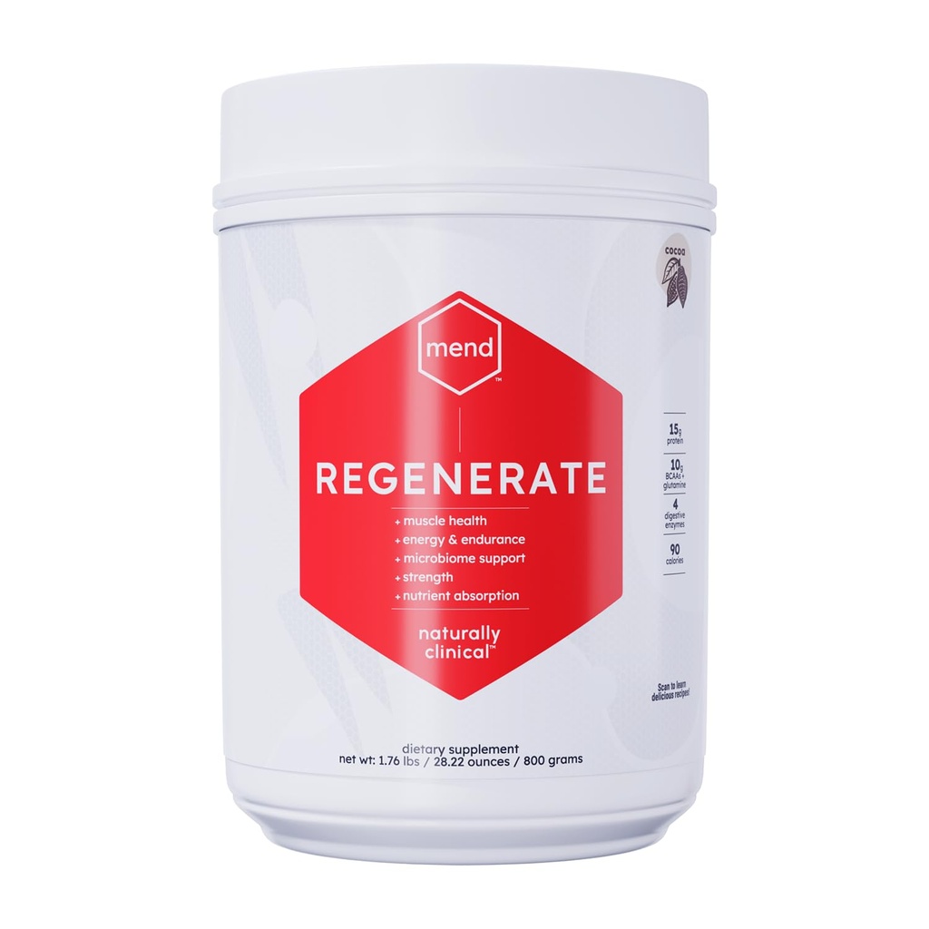 MEND Regenerate, Post Workout Recovery, Immununterstützung und Sporternährungsergänzung für Männer und Frauen - Natürlich, Glutenfrei, und Non-GMO - Cocoa Protein Powder, 20 Portionen
