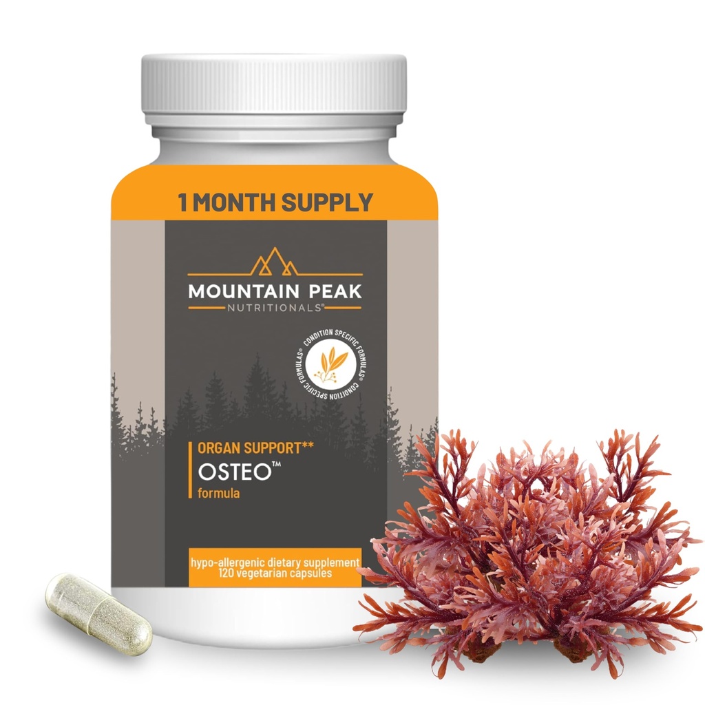 Bergspitze Nahrungsergänzungsmittel Osteo - Organ & starke Knochenunterstützung, fördert Knochengesundheit - Mit Vitaminen D3, K2, Kalzium und Magnesium - Knochenbau und Stärkung (120 vegetarische Kapseln)