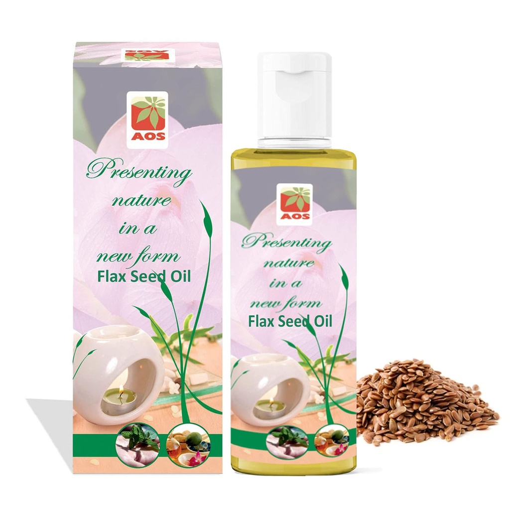 AOS Products 100% Pure Flax Seed Oil for Weight Loss, Hair Fall Control, Improve Skin Tone - 50 ml