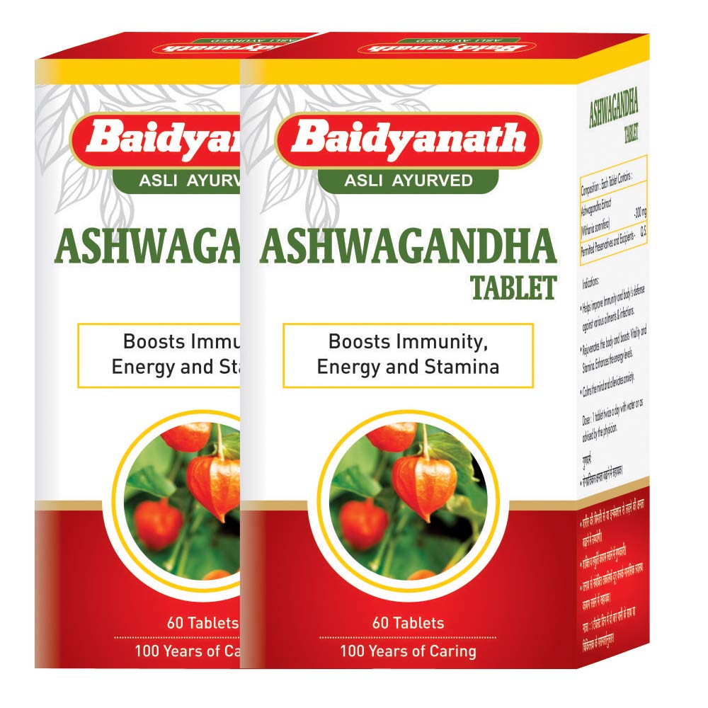 Baidyanath Asli Ayurved Ashwagandha 60 Tablets (Pack Of 2)| Rejuvenates Mind & Body | Improves Strength & Energy | Immunity Booster | Rich in Antioxidants