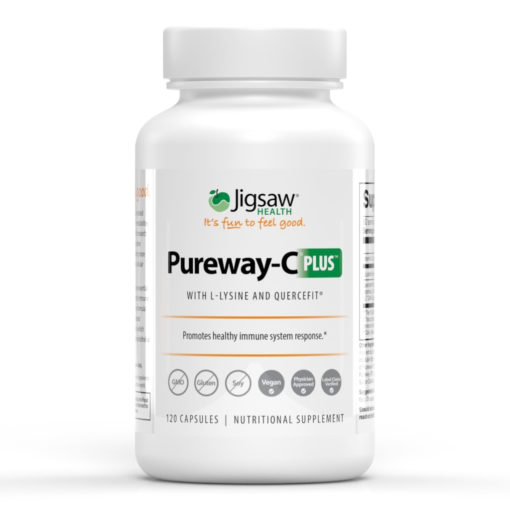 Jigsaw Health Pureway-C Plus | Vitamin C with L-Lysine and Quercetin | Promotes Healthy Immune System Response | 120 Capsules | 60 Servings