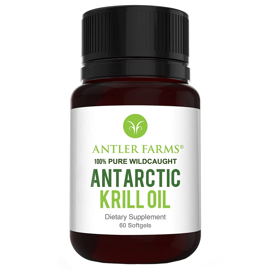 Geweihfarmen - 100% reines wild gefangenes antarktisches Krillöl aus kaltem, unberührtem Wasser, 60 Softgels - sauber, Omega-3 EPA + DHA Supplement w / Astaxanthin, schnelle Absorption