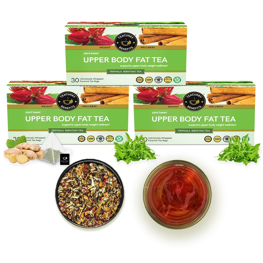 TEACURRY Upper Body Fat Burn Tea (3 Month Pack | 90 Tea Bags) - Helps lose weight fast of Chest, Shoulders, Neck and Arms Fat