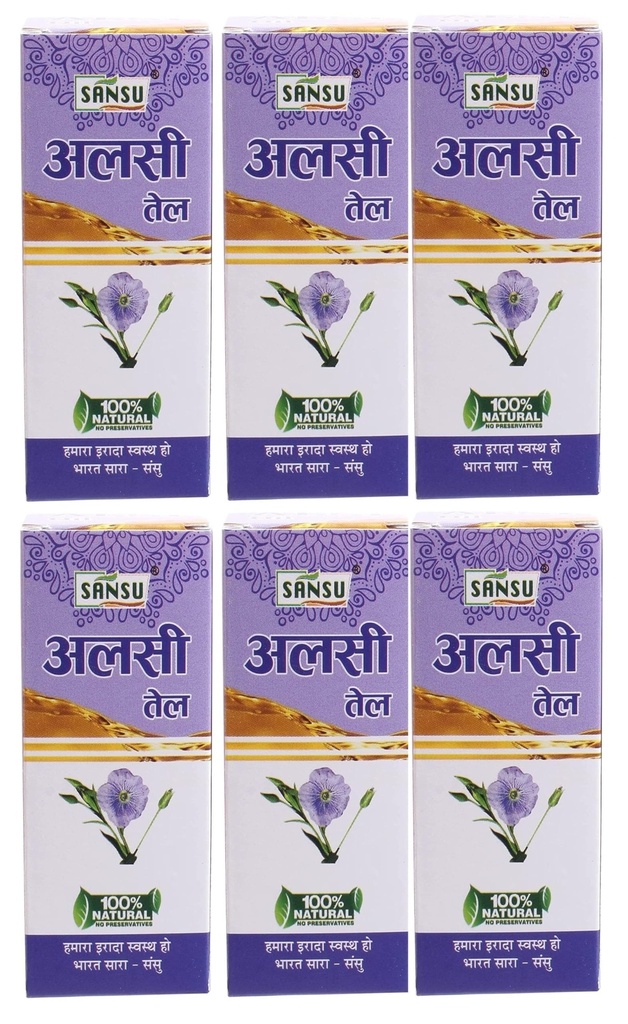 Sansu Alsi La Tail (Flaxseed Oil) 100ml (Pack of 6) | Ayurvedic & Natural.