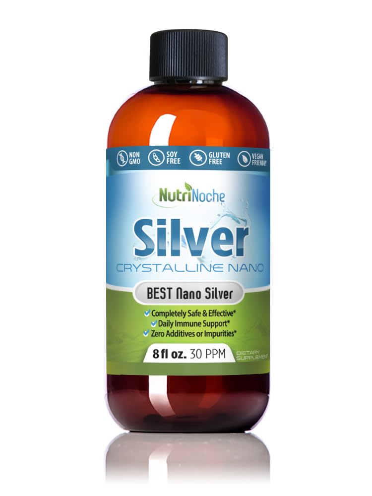 NutriNoche Colloidal Silver Liquid - Argento Premium per Supporto Immune - Organic Plata Coloidal para Tomar - 99,99% Ultra Pure Nano Particelle per Assorbimento Ottimizzato - 30 ppm 8 oz