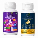 Men's Health Combo | Men Multivitamin Tablets (30 Tablets) + Omega 3 Fish Oil Capsules (30 Softgels) | EPA DHA, Vitamins, Minerals & Probiotics | Immunity, Energy, Heart, Brain & Joint Support