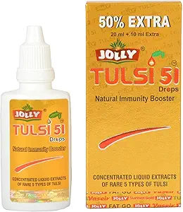 Jolly Tulsi 51 Gocce 21 ML 0.71 fl. oz | Estratti liquidi concentrati di 5 tipi di Rare Tulasi Santo Basilio per rinfrescare Tulsi Tea