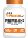 BulkSupplements.com Multivitamine pour hommes 50 Plus Softgels - Vitamines quotidiennes pour hommes, Supplément multiminérale - Multivitamine complète avec huile de poisson - 1 Softgel par portion, 300 Compte (paquet de 1)