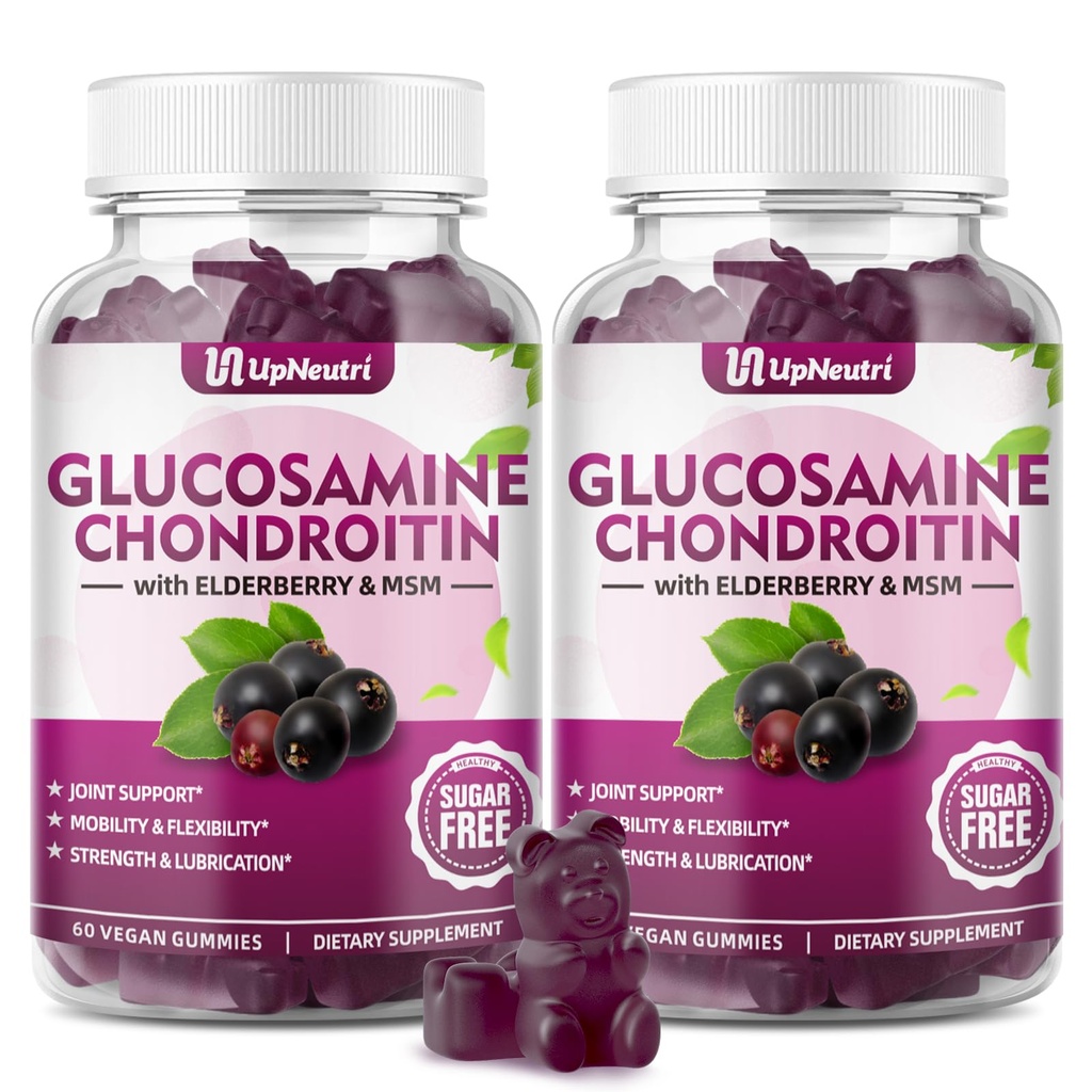 GGlucosamine Chondroitin Gummies Sugar Free, Extra Strength 1500mg Glucosamin mit Chondroitin MSM & Turmeric, Joint Support Supplement für Männer & Frauen Joint Health (120 Count (Pack mit 2))