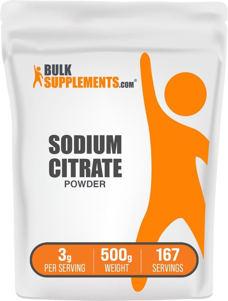 BulkSupplements.com Natrium-Zitrat-Pulver - Natrium-Zitrat-Food-Grad, Emulgator, Geschmacksverstärker - Glutenfrei, 3g pro Servierung, 500g (1.1 lbs) (Pack von 1)