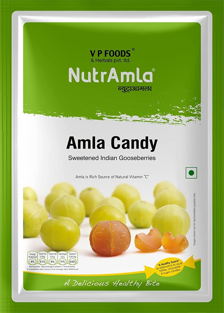 NutrAmla Amla Fruit Dried Candy In Pieces Traditional Recipe, As Good Appetizer Nt.Wt. 900 Gm
