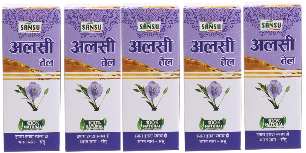 Sansu Alsi Ka Tail (Flax Seed Oil) 50ml (Pack of 5).
