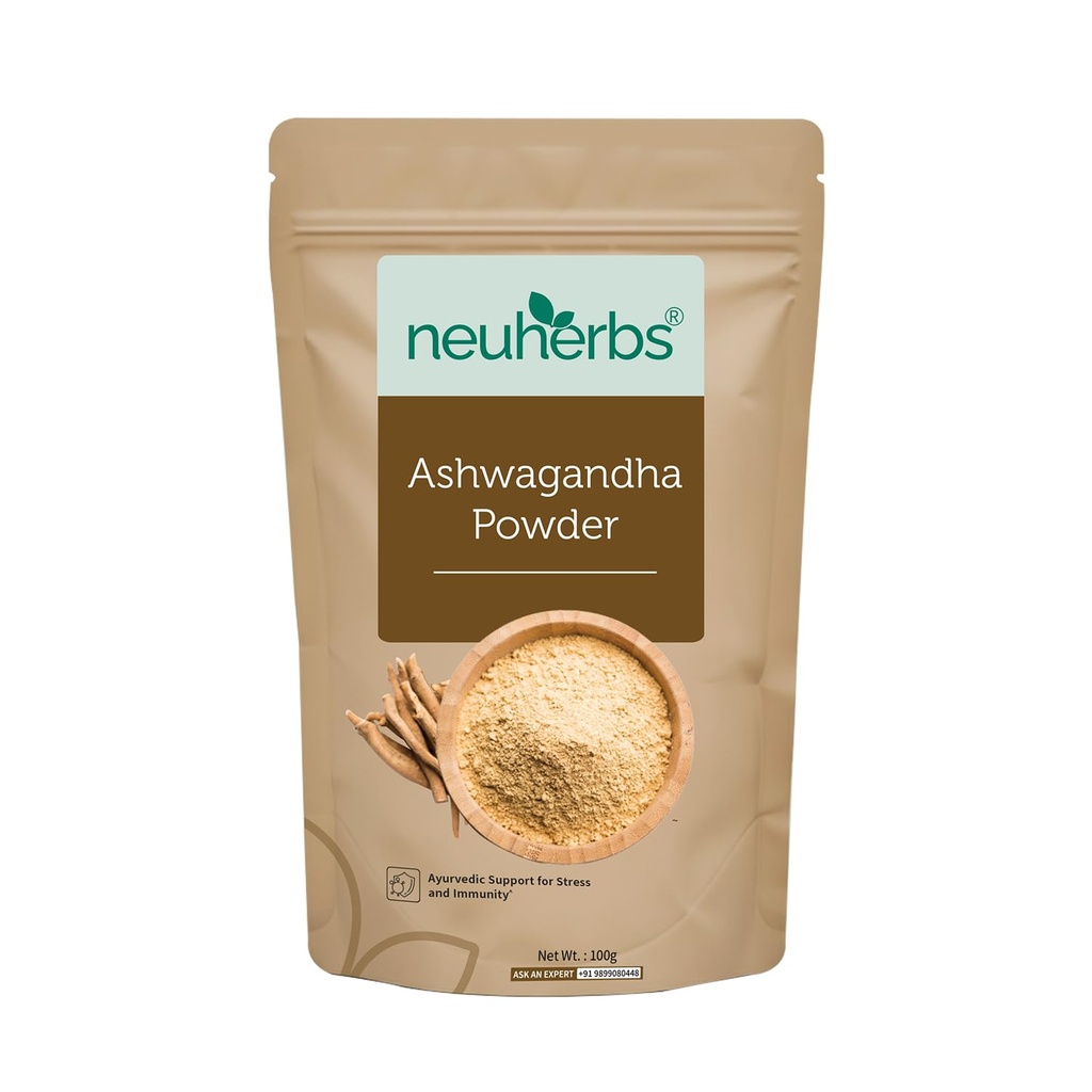 Neuherbs Ashwagandha Powder - 100 Gm | Ayurvedic Support for Stress Relief, Mental Calmness & Anxiety Issues | Support Strength & Energy | Certified