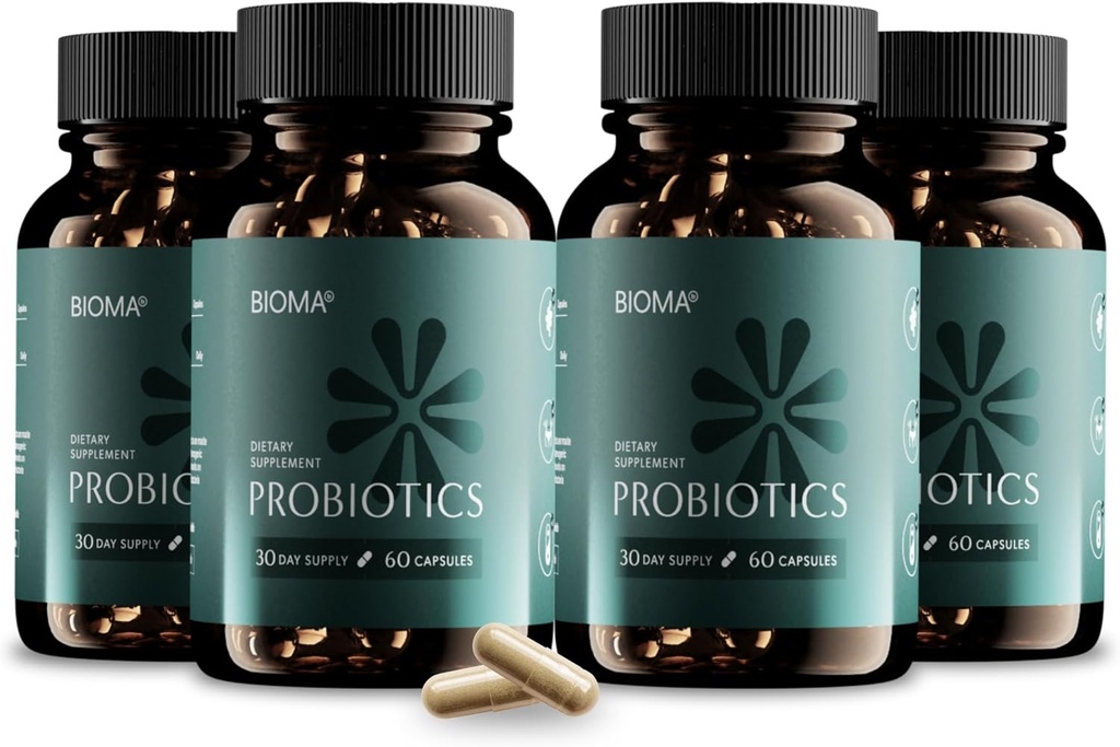 Probiotici BIOMA per la gestione del peso e la salute digestiva, 3 in 1 Probiotici e Prebiotici/Postbiotici, Capsule Probiotici Synbiotici a rilascio lento per Gut Health Multi Enzyme (240 Caps)