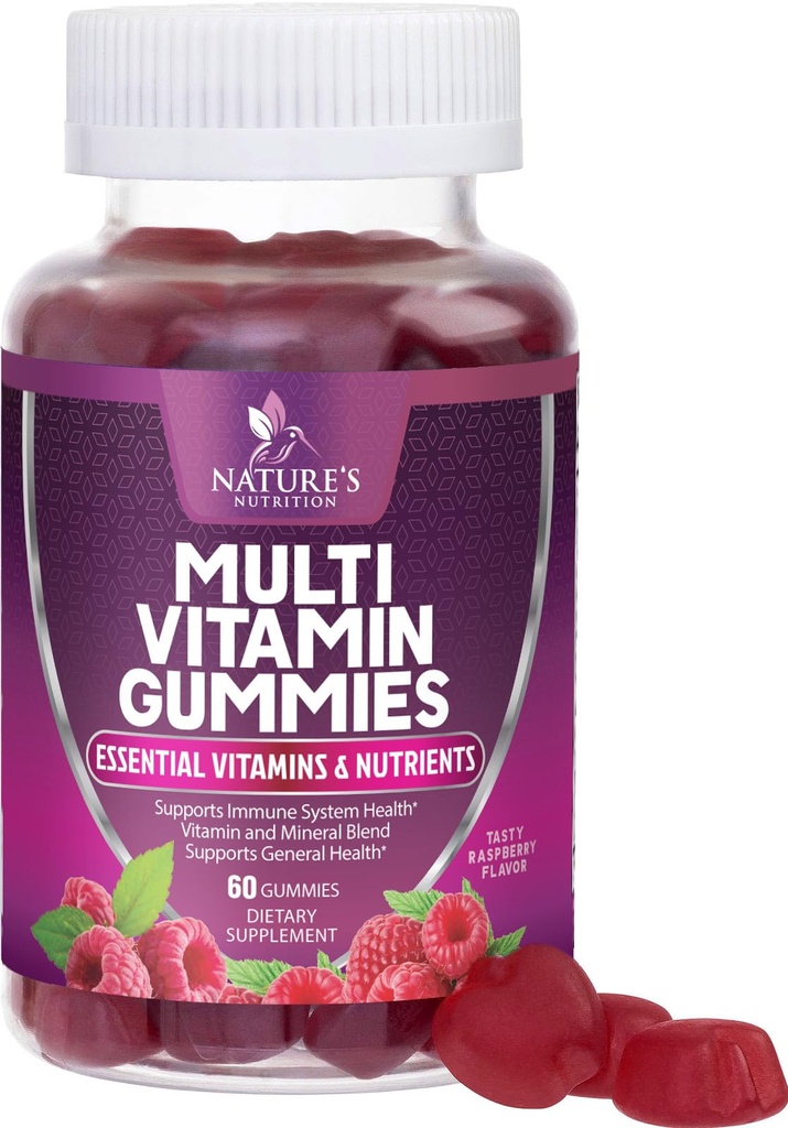 Multivitaminici per Adulti con Vitamine A, C, D, B12 - Multivitaminici Gummy per il supporto nutrizionale giornaliero con Vitamine & Minerali per Donne & Uomini, Vitamina Multi VIT della Natura - 60 Gummies