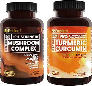 BioEmblem Kurkuma Ergänzung mit BioPerine und Pilz Complex