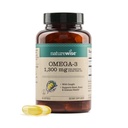 NatureWise Ultra Omega 3 Huile de poisson 2200 mg – 1300 mg Omega-3 - Forme triglycéride - Saveur de citron - Huile de poisson sauvage + EPA & DHA - Sans Burpless, non OGM - 60 Softgels[1-Mois]