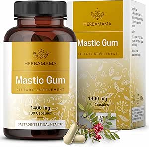 HERBAMAMAMA Mastic Gum Capsule 1400mg - Gut & Digestive Support con Mastice Gum Supplemento - Vegan, Non-GMO Resina capsule digestione