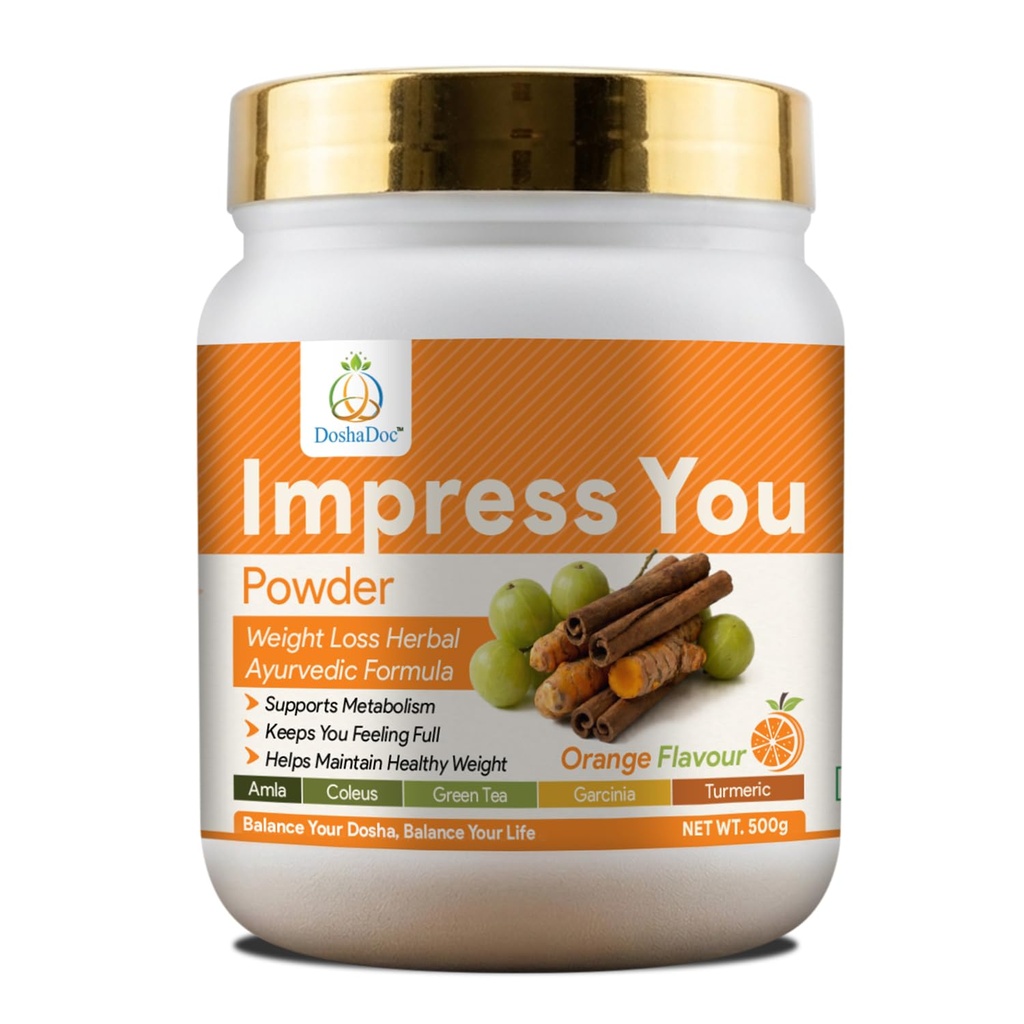 ImpressYou Weight Loss Powder | Metabolism & Fat Burner Support with Green Tea, Green Coffee & Garcinia | Ayurvedic Digestion & Weight Management Supplement (500 Gm)