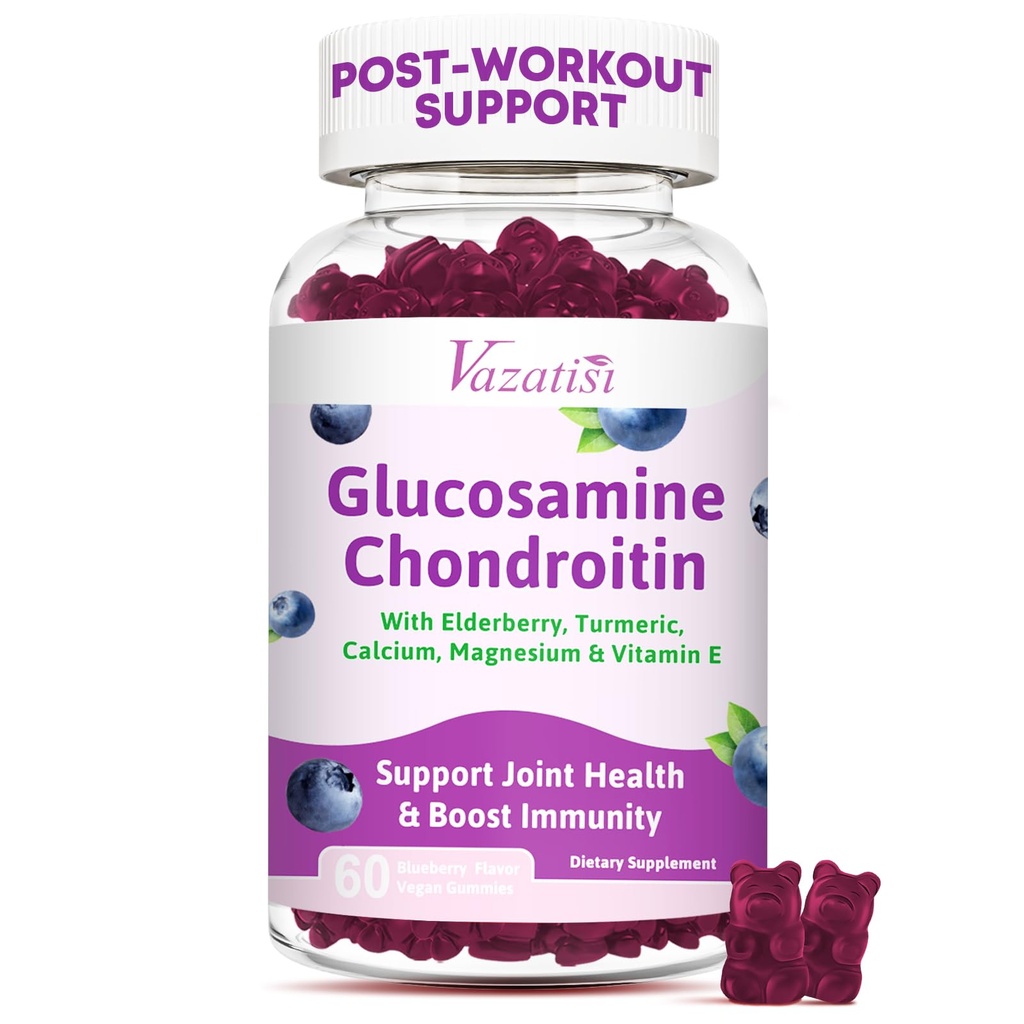 Glucosamin Chondroitin Gummies - Glucosamine Gummis mit MSM, Turmeric & Boswellia, Support Cartilage, Joint Structure & Tissue, Joint Support Supplement für Männer und Frauen - 60 Cts
