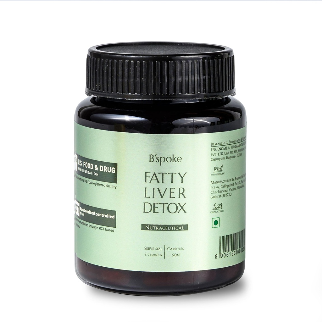 B'spoke Fatty Liver Detox | High Potency Formula for Cellular Detox & Liver Vitality | Enriched with Silymarin (Milk Thistle), Curcumin & Antioxidants | 60 Veggie Capsules
