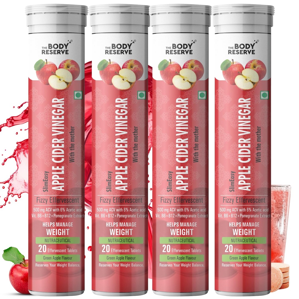 The Body Reserve Apple Cider Vinegar | 80 Effervescent Tablets (Green Apple Flavour)