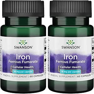 Swanson Iron (Ferrous Fumarate) - Mineralische Ergänzung Förderung der Energieunterstützung - Hochkonzentrierte Formelassistenten in der Sauerstoff-Lieferung & Fettsäure-Metabolismus 60 Sgels (2 Packung)