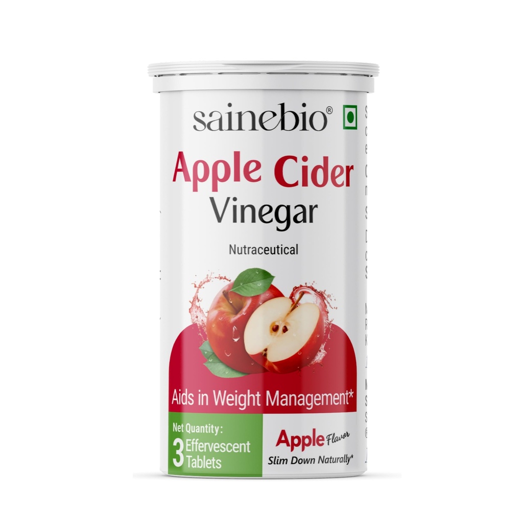 Sainebio Apple Cider Vinegar Effervescent Tablets - 500mg with Pomegranate, Beet Root & B-Vitamins | Supports Weight Management Liver Detox, Digestion, Liver Cleanse, Energy & Metabolism | 3 Tablet
