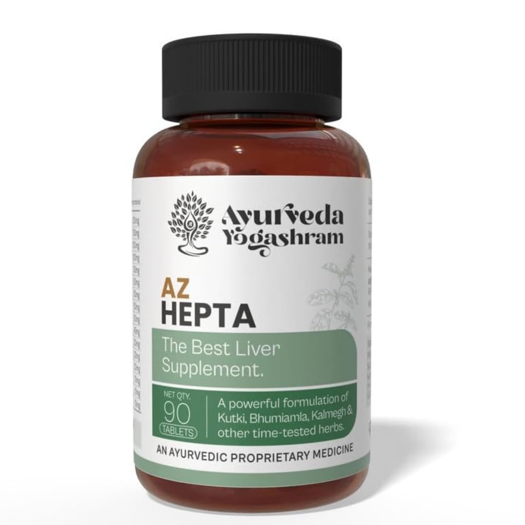 Ayurveda Yogashram AZ Hepta Liver Detox Supplement | Liver Care & Fatty Liver Support | With Kutki, Kalmegh, Bhumi & Amla | 90 Veg Tablets