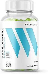 Swolverine Ashwagandha Vitamine Gummies.Zinc, Vitamine D, Relax, Sommeil, Force, Non-OGM, Vegan - Cerise (60 Nombre)
