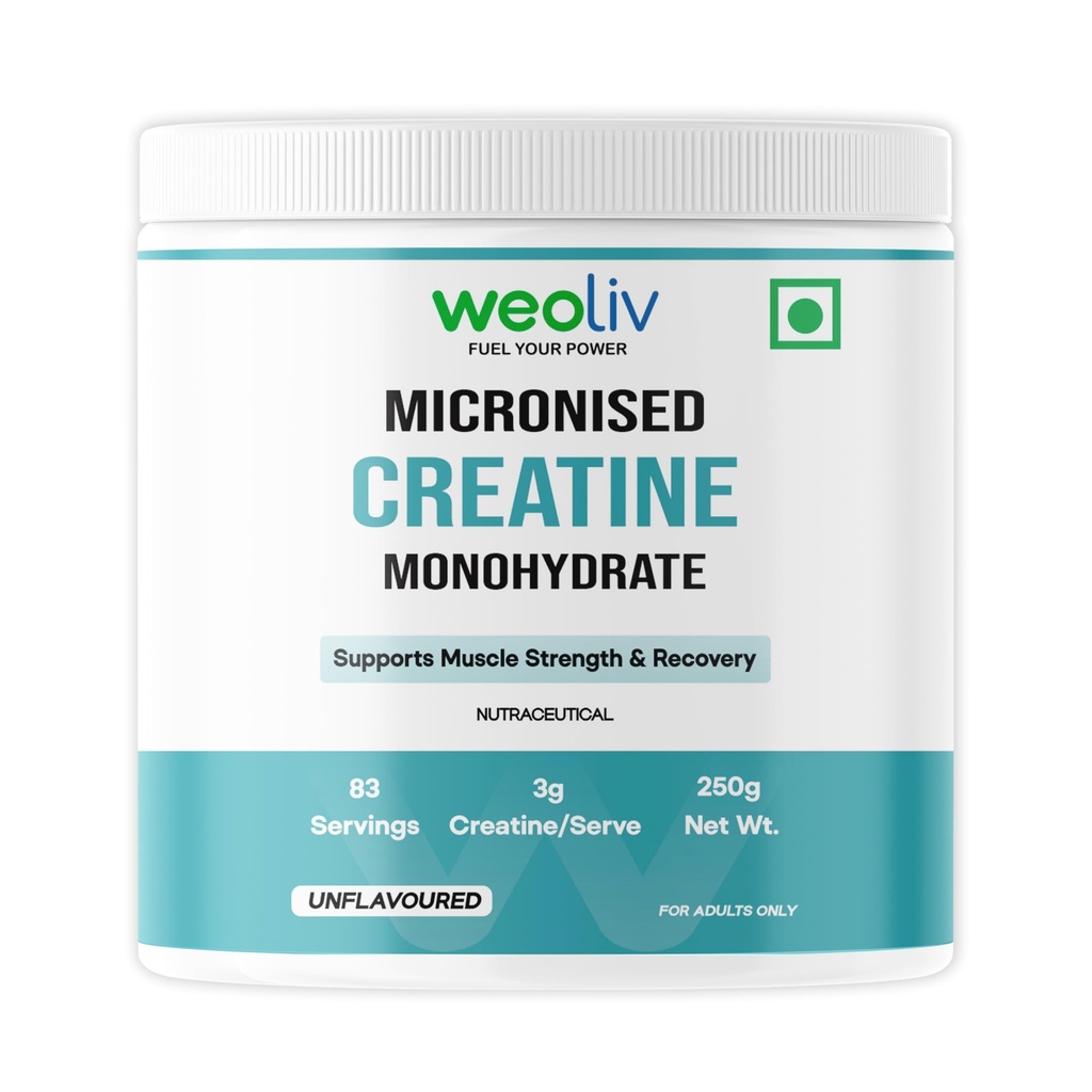 Micronized Creatine Monohydrate Powder 250g (83 Servings) | Unflavoured Pure Creatine | Pre & Post Workout Supplement for Muscle Gain, Strength, Stamina & Faster Recovery for Men & Women