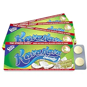 Kava Kava Candy - 8 Kava Candies per confezione, Kava Extract Stress Relief Supplement, Natural Kava Root Chill Happy Pill, Encourages Positive Mood - Coconut Cream Flavor, 4 confezioni