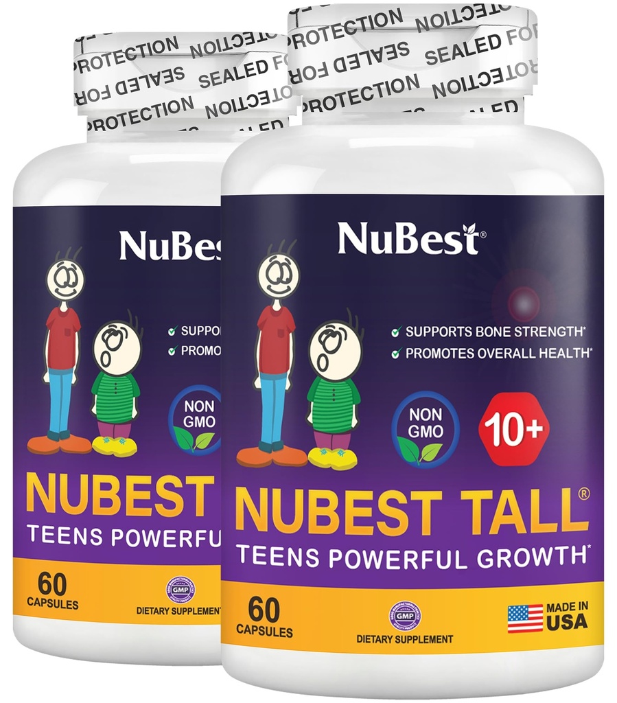NuBest Tall 10+ - Advanced Bone Strength Formula - Supports Immunity, Healthy Development & Optimal Wellness - for Children (10+) & Teens Who Drink Milk Daily - Pack 2 | 2 Months Supply