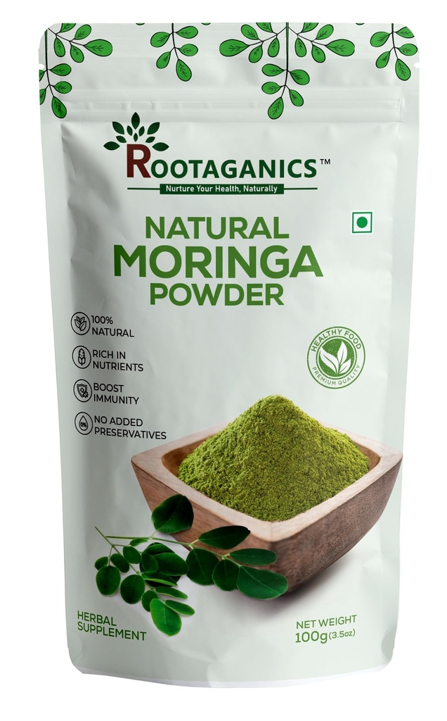 Organic Moringa Powder 100g | 100% Pure Leaf | Rich in Iron, Calcium & Vitamins | Plant Protein & Fiber | Smoothies, Tea, Detox Drinks, Cooking | Vegan, Non-GMO | Lab Tested