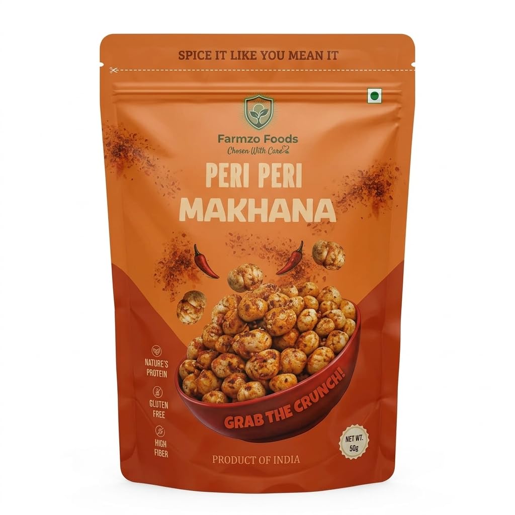 Farmzo Foods Peri Peri Makhana | Crispy Roasted Fox Nuts | 50G