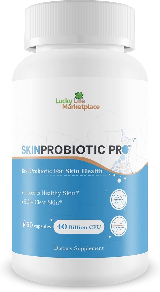 Skin Probiotic Pro - Soutien de la peau saine de l'intérieur avec un Probiotic Skin Health Support - Aide Soutien Diminution des taches, des boutons, de la rougeur - Probiotiques pour la peau hydratée et santé