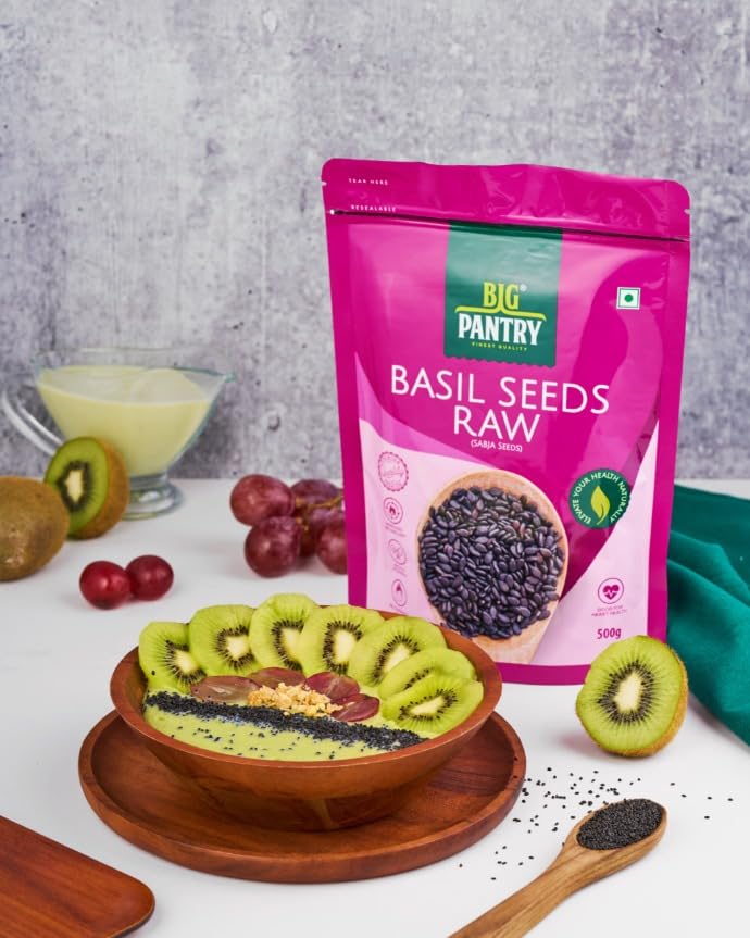 Big Pantry Sweet Basil Seeds 200g | Sabja Tukmaria for Falooda, Smoothies & Weight Management | Rich in Dietary Fiber, Omega 3 & Antioxidants | Raw Non GMO Gluten Free