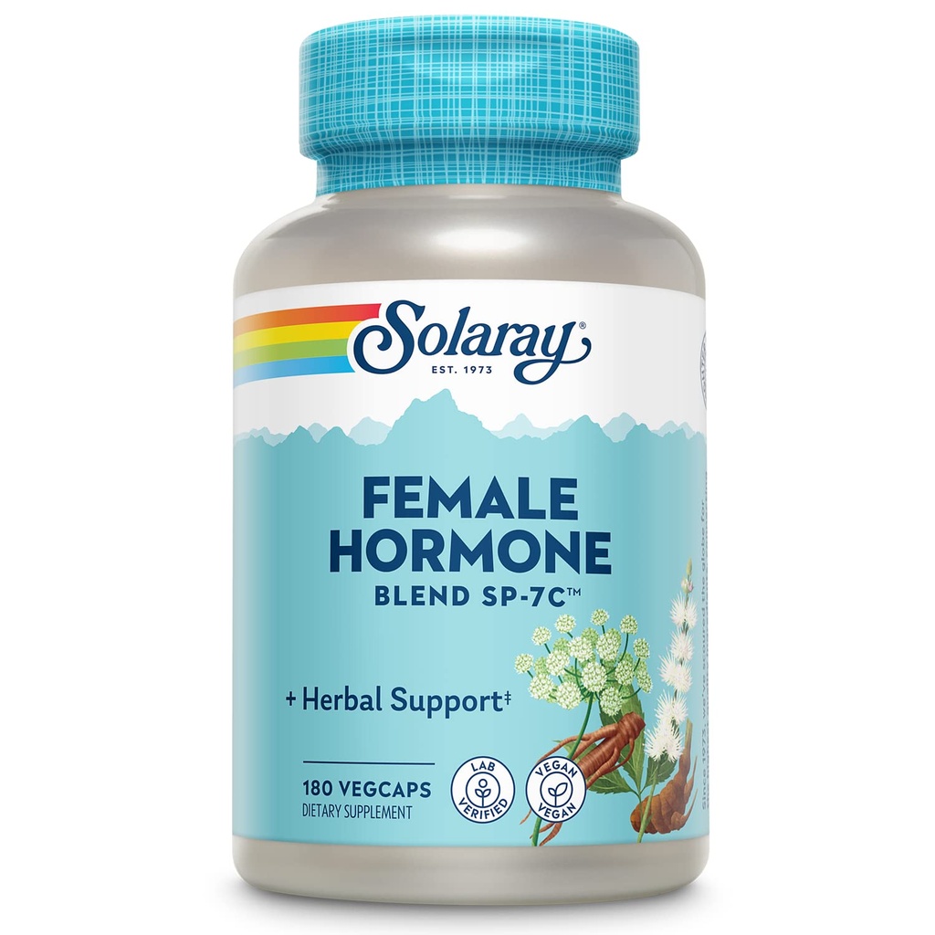 SOLARAY Female Hormone Blend SP-7C, Kräutermischung Inklusive Black Cohosh, Dong Quai, Passion Flower, Saw Palmetto, Wild Yam & Mehr 180 VegCaps