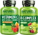 NATURELO Vitamin C Kapseln, 90 Count Vitamin B Complex 120 Count
