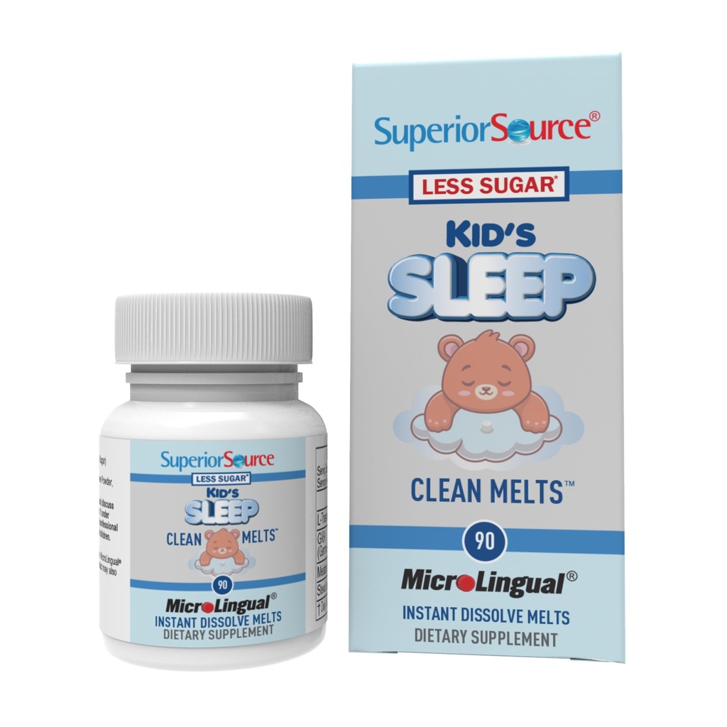 Superior Source Kid's Sleep Clean Melts - Premium Sleep Supplement für Kinder - Enthält Melatonin, L-Theanine & GABA - Weniger Zucker - Non-GMO, Gluten-Free - 90 MicroLingual Instant-Dissolve Melts