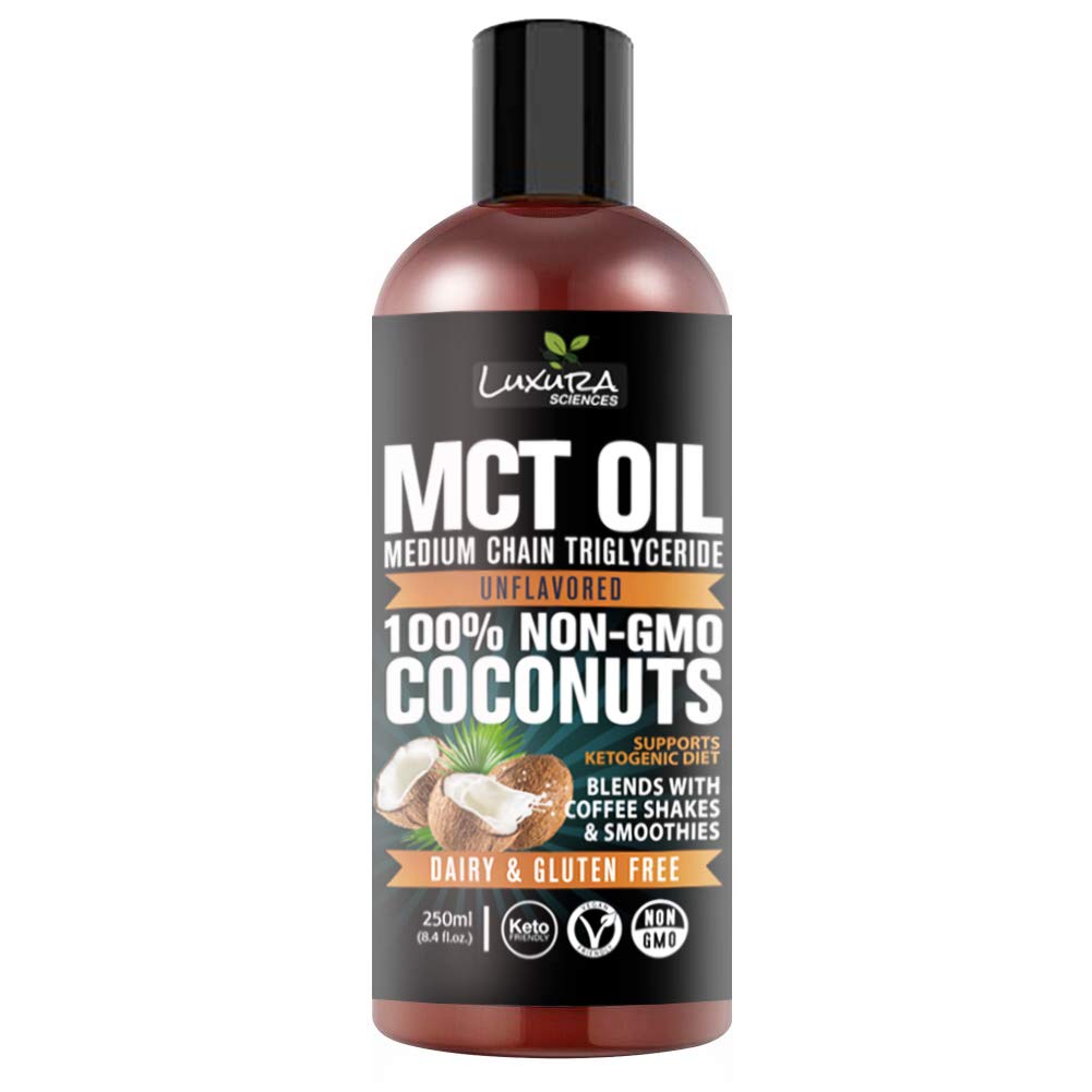 Luxura Sciences Edible MCT Coconut Oil | Non-GMO, Unflavored, Keto & Paleo Friendly, Dairy & Gluten Free | Ideal for Coffee, Cooking, Smoothies & Baking (250ml)