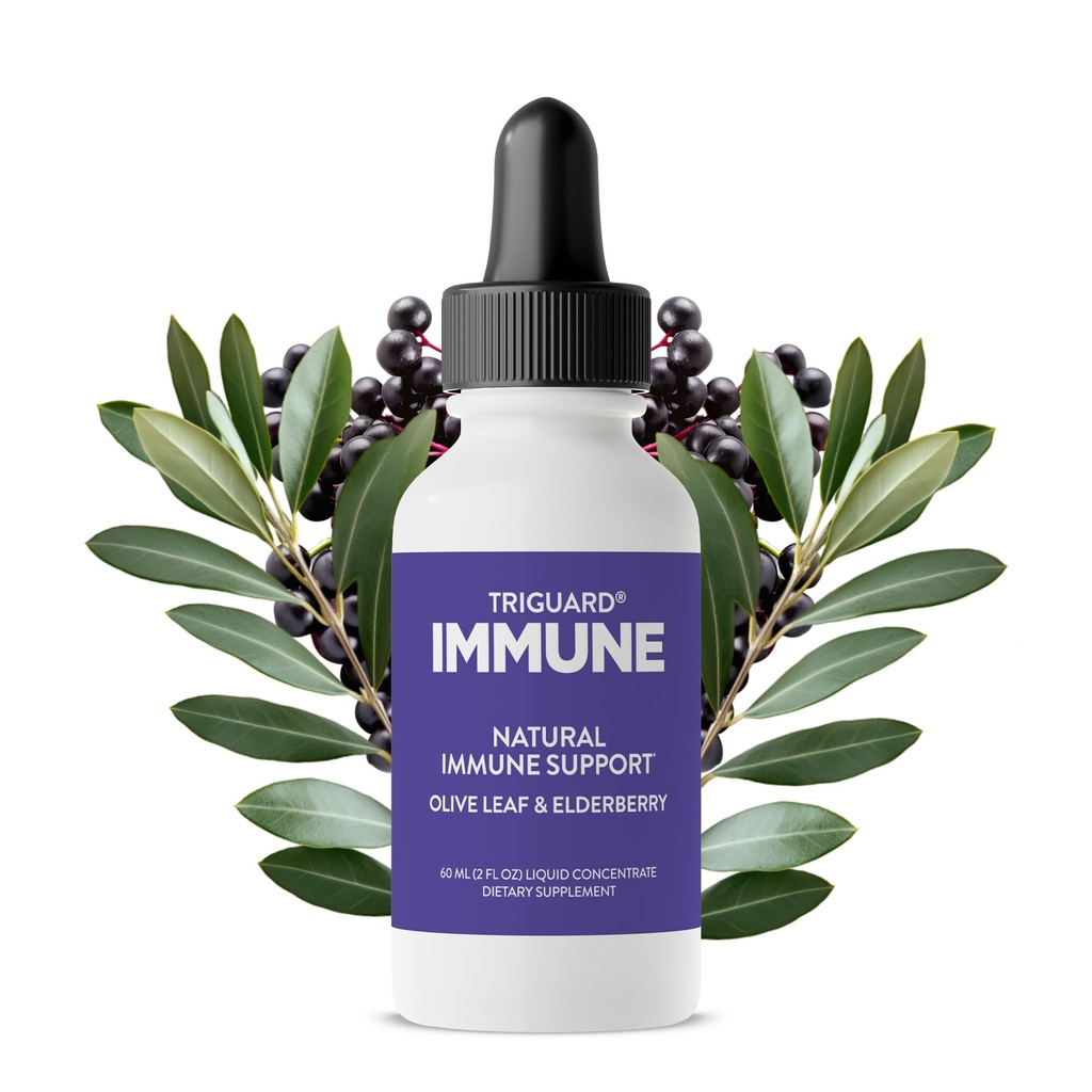 Triguard Plus Konzentrat | Kolloidales Silber, Sambucus Elderberry Extract & Olive Leaf Extract, 3-in-1 Flüssige Immununterstützung | Leistungsstarke Immunsystem Booster | Großer Geschmack - 3.4oz / 100ml, Made in USA