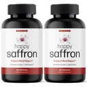 Ultra6 Nutrition Happy Saffron Supplements - 100% Pure Saffron Extract Supplemento per Eye Health Support - Mood Enhancer for Women & Men (Pack of 2)