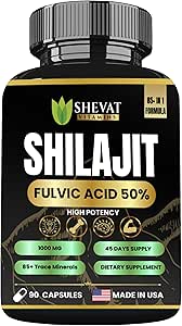 90 Capsules Shilajit pour hommes et femmes 22000mg avec 50% d'acide shilajit Fulvic organique Himalayan naturel Shilajit pour hommes pur Shilajit Extract 85+Trace Mineral Suppléments pour femmes Energy Boost-USA Fabriqué
