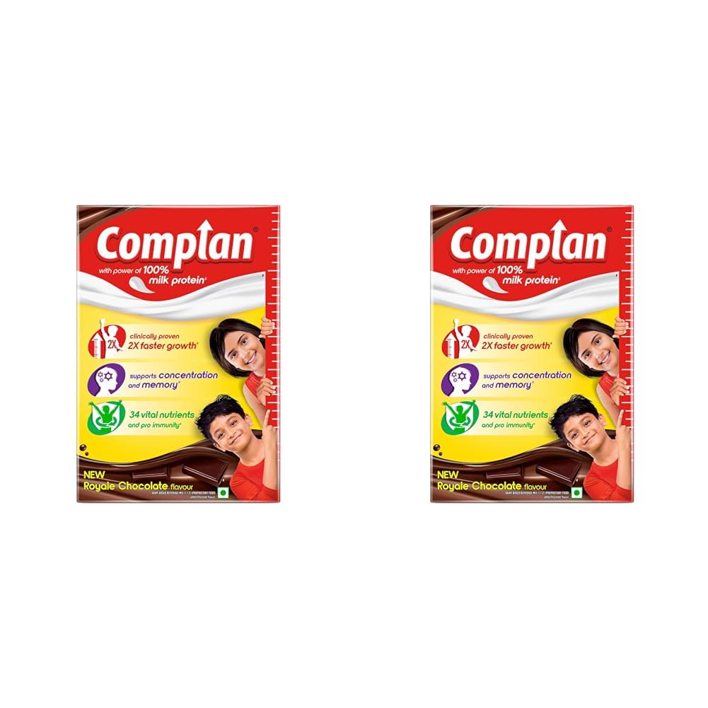 Complan Nutrition Drink Powder for Children, Royale Chocolate Flavour, 500 g Carton | Nutrition drink for kids with protein & 34 vital nutrients (Pack of 2)