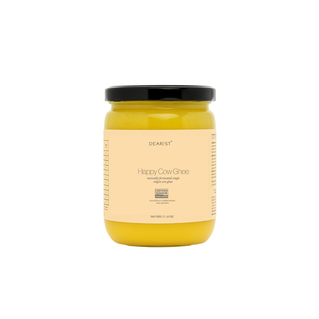 Dearist Pure Cow Ghee - 500g, Certified Humane Dairy, Injection-Free, Free-Roaming Cows, Single-Origin Full-Fat Milk, Slow-Clarified, Natural Aroma, No Antibiotics, No Hormones, Bilona-Inspired